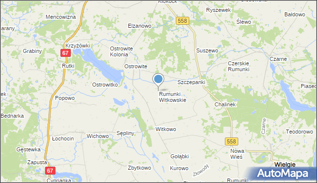 mapa Rumunki Witkowskie, Rumunki Witkowskie na mapie Targeo